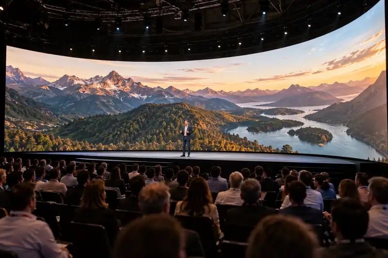 Curved LED screen setup for events